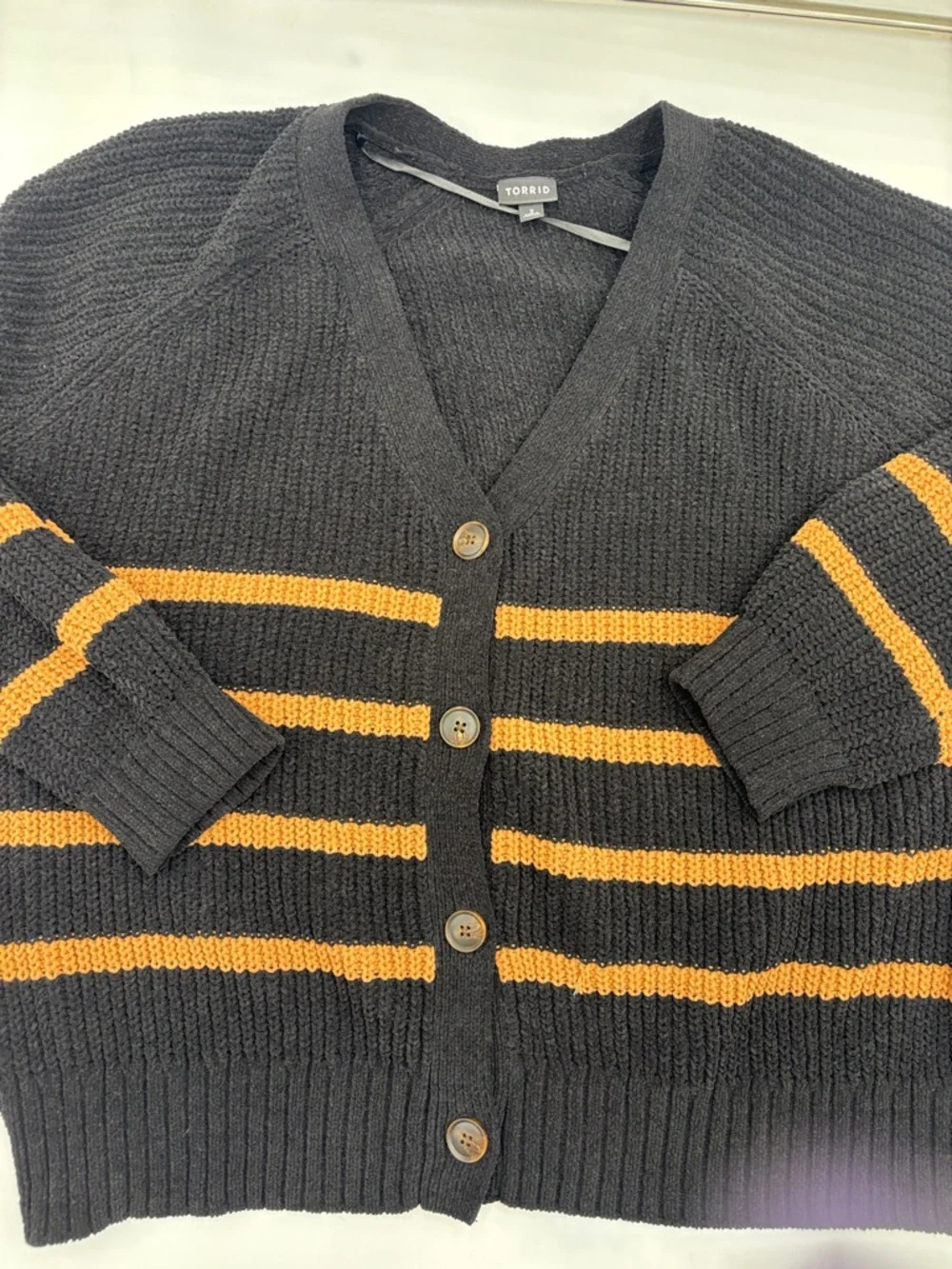 Torrid Chenille V-Neck Cardigan in Deep Black - Picture 1 of 6